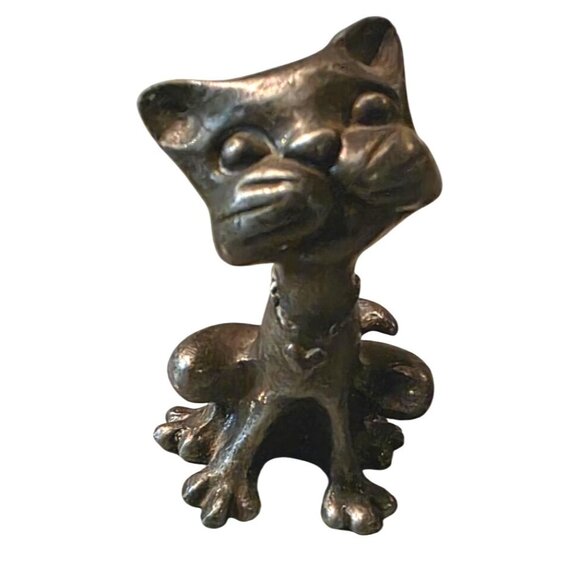 Vintage Figurines Cat & Frog Pewter Ampersand apx. 2" - Picture 5 of 16